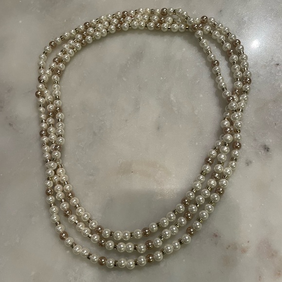 Vintage Gold Detail Extra Long Pearl Necklace - Picture 3 of 6